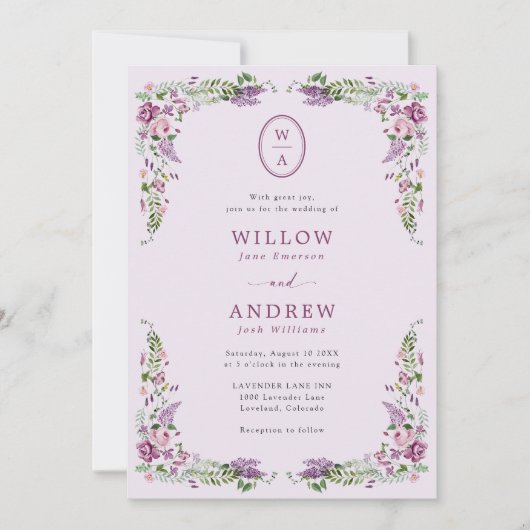  Wildflower bruiloft Kaart (Voorkant)