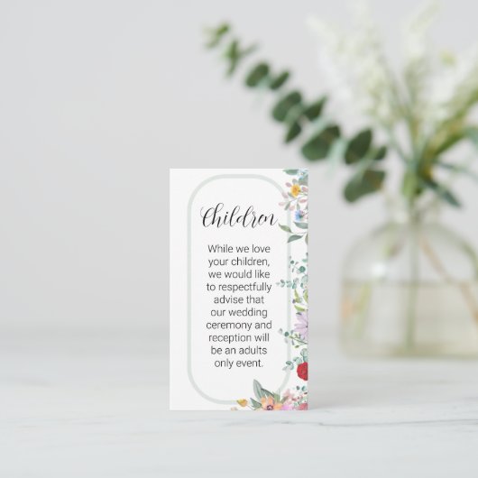 Wildflower bruiloft kinderen uitnodiging invoegen informatiekaartje (Staand voorkant)