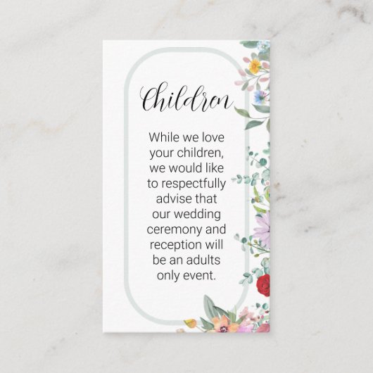 Wildflower bruiloft kinderen uitnodiging invoegen informatiekaartje (Voorkant)