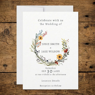 Wildflower bruiloft krans bruiloft uitnodiging