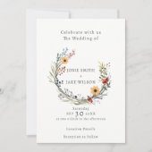 Wildflower bruiloft krans bruiloft uitnodiging (Voorkant)