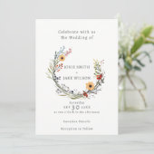 Wildflower bruiloft krans bruiloft uitnodiging (Staand voorkant)