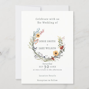 Wildflower bruiloft krans bruiloft uitnodiging