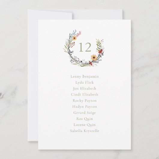 Wildflower bruiloft krans kaart (Voorkant)