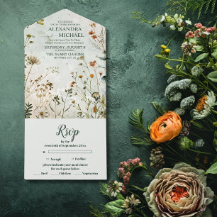 Wildflower Bruiloft Land Bloemen Bruiloft All In One Uitnodiging