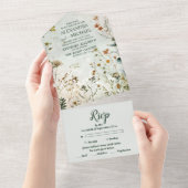 Wildflower Bruiloft Land Bloemen Bruiloft All In One Uitnodiging (Afscheurbaar)