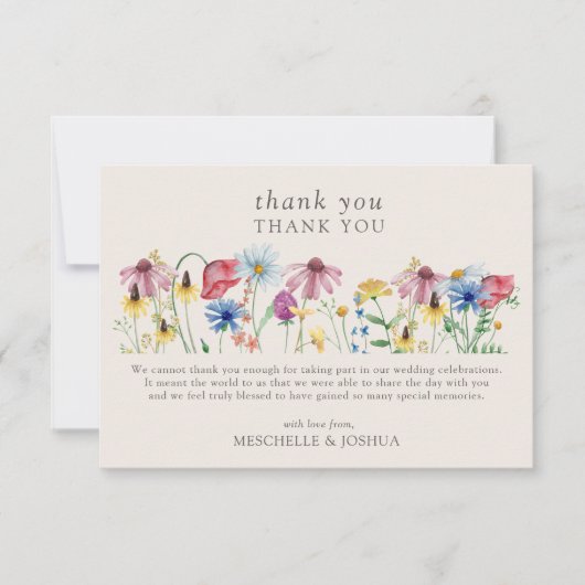 Wildflower bruiloft land bloemenfoto bedankkaart (Voorkant)