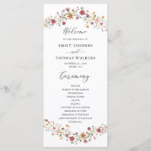 Wildflower bruiloft programma programmakaart (Voorkant)