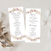 Wildflower bruiloft programma programmakaart