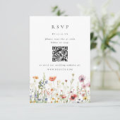 Wildflower Bruiloft QR Code RSVP Kaart (Staand voorkant)