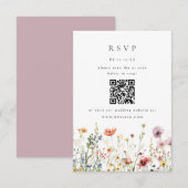 Wildflower Bruiloft QR Code RSVP Kaart (Voorkant / Achterkant)