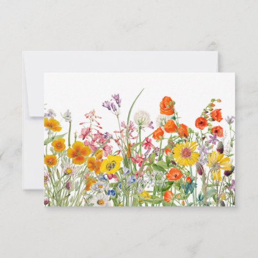 Wildflower bruiloft reactie Kaart (Achterkant)