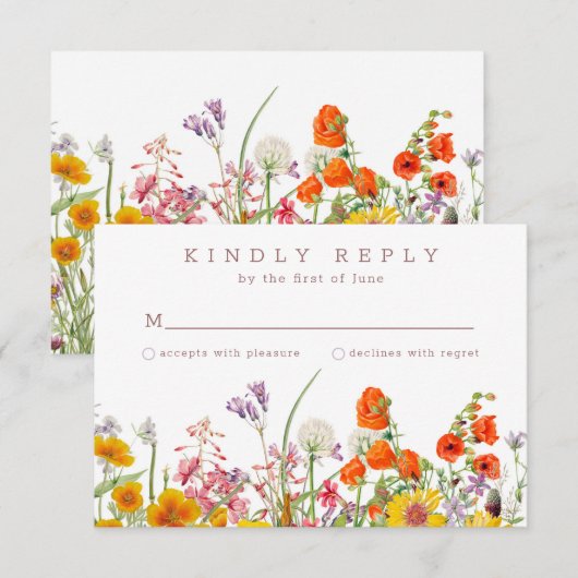Wildflower bruiloft reactie Kaart (Voorkant / Achterkant)