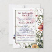 Wildflower bruiloft repetitie diner kaart (Voorkant)