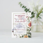 Wildflower bruiloft repetitie diner kaart (Staand voorkant)