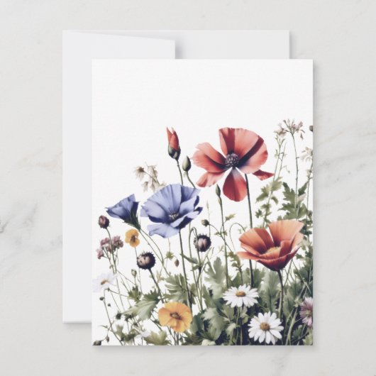 Wildflower bruiloft repetitie diner kaart (Achterkant)