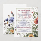 Wildflower bruiloft repetitie diner kaart (Voorkant / Achterkant)