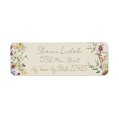 Wildflower bruiloft retouradres etiket (Voorkant)