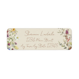 Wildflower bruiloft retouradres etiket