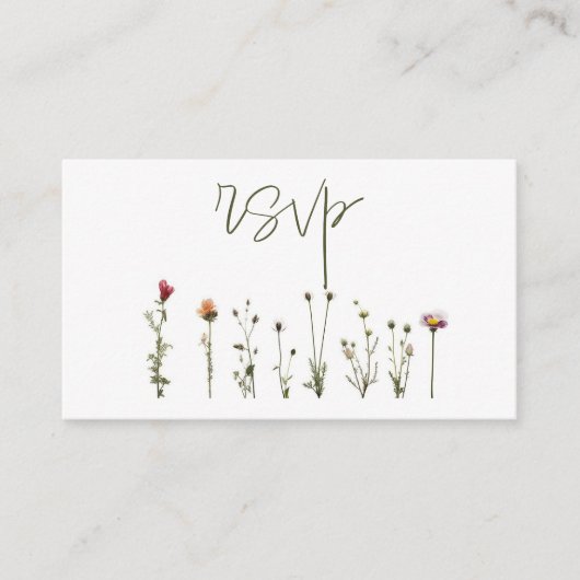 Wildflower bruiloft rsvp informatiekaartje (Voorkant)