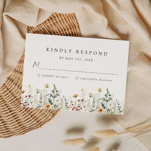 Wildflower Bruiloft RSVP Kaart