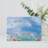 Wildflower Bruiloft RSVP Kaartje (Staand voorkant)
