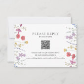 Wildflower bruiloft RSVP QR Code Behuizing Kaart (Voorkant)