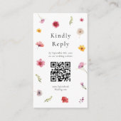 Wildflower bruiloft RSVP QR Code Informatiekaartje (Voorkant)
