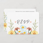 Wildflower bruiloft RSVP Respons Kaarten (Voorkant / Achterkant)