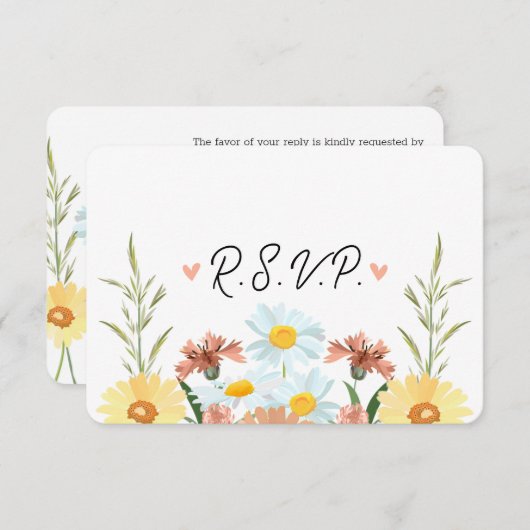 Wildflower bruiloft RSVP Respons Kaarten (Voorkant / Achterkant)