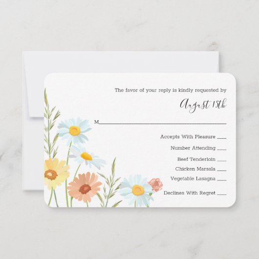 Wildflower bruiloft RSVP Respons Kaarten (Achterkant)