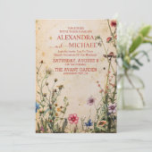 Wildflower bruiloft rustiek land kaart (Staand voorkant)