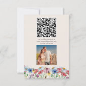 Wildflower bruiloft rustieke foto en QR code RSVP Kaartje (Achterkant)