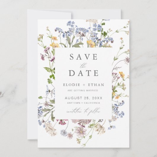 Wildflower Bruiloft Save the Date Floral Boho (Voorkant)