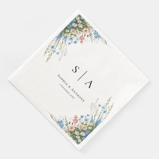  Wildflower bruiloft servetten (Hoek)