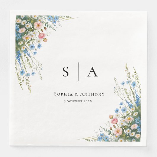  Wildflower bruiloft servetten (Voorkant)
