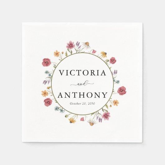 Wildflower bruiloft servetten (Voorkant)