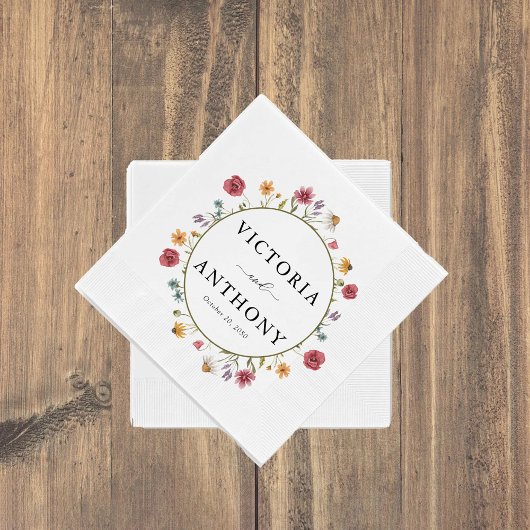 Wildflower bruiloft servetten