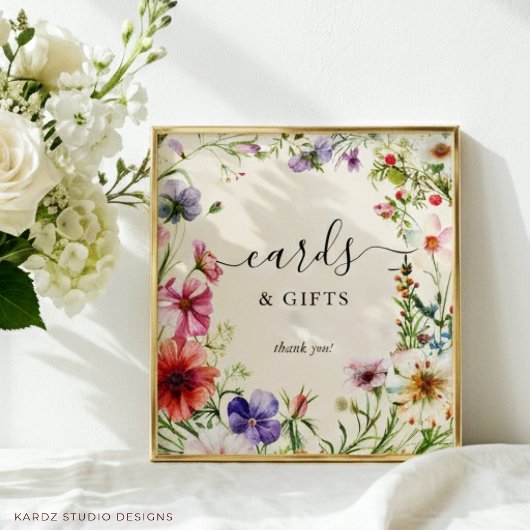 Wildflower Bruiloft Shower Kaarten & Cadeaus Bord Poster