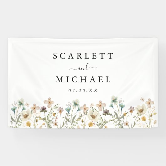 Wildflower Bruiloft Spandoek (Horizontaal)