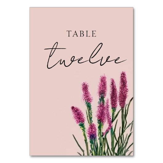 Wildflower bruiloft tafel nummer Kaart (Achterkant)