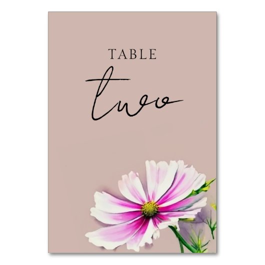 Wildflower bruiloft tafel nummer Kaart (Achterkant)