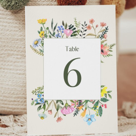 Wildflower bruiloft tafel nummer Kaart