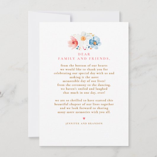 Wildflower bruiloft tweezijdig dank je foto bedankkaart (Achterkant)