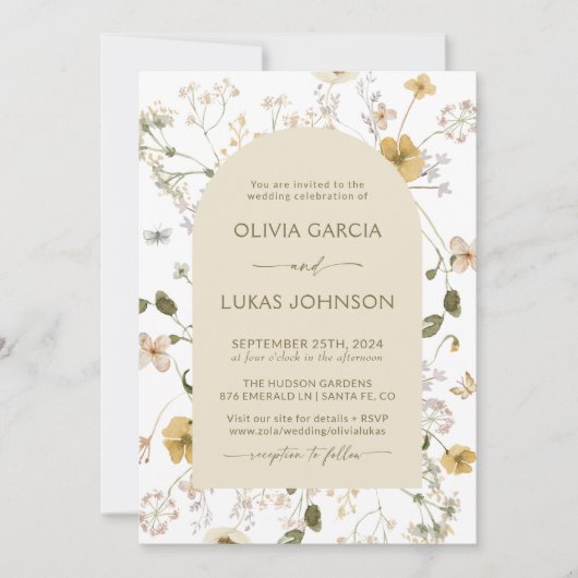 Wildflower bruiloft uitnodiging, Boho bloemboog Kaart (Voorkant)