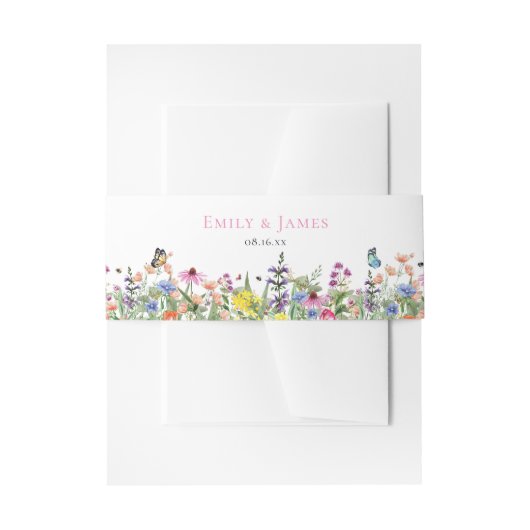 Wildflower bruiloft uitnodiging buik band uitnodigingen wikkel (Voorkant Voorbeeld)