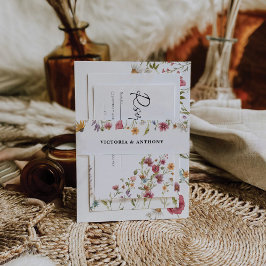 Wildflower bruiloft uitnodiging buik band uitnodigingen wikkel