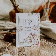 Wildflower bruiloft uitnodiging buik band