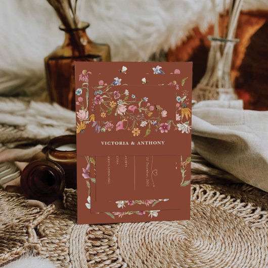 Wildflower bruiloft uitnodiging buik band uitnodigingen wikkel