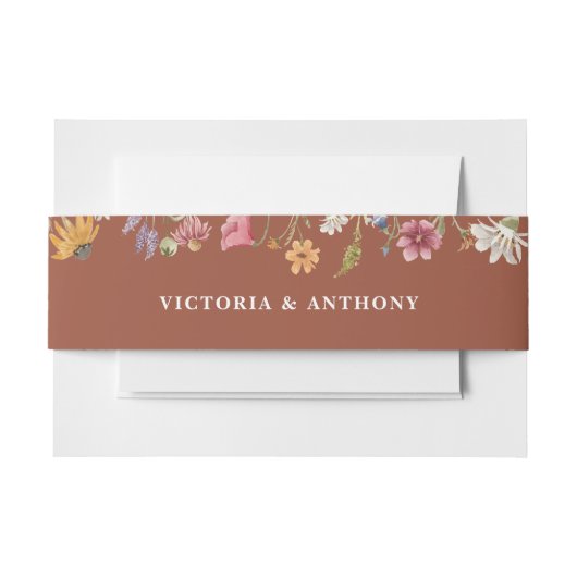 Wildflower bruiloft uitnodiging buik band uitnodigingen wikkel (Voorkant Voorbeeld)